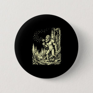 Lustiger Bigfoot pustet Löwenzahn vintage Sasquatc Button