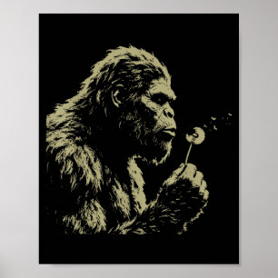 Lustiger Bigfoot pustet Wünsche Löwenzahn Wildblum Poster