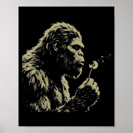 Lustiger Bigfoot pustet Wünsche Löwenzahn Wildblum Poster (Vorne)