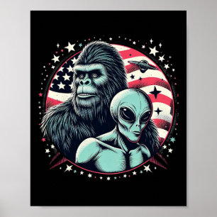 Lustiger Bigfoot Sasquatch Alien Amp Bigfoot USA-F Poster