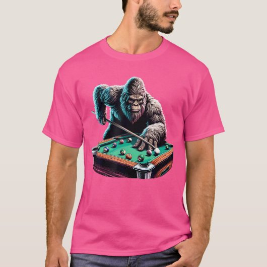 Lustiger Bigfoot Sasquatch Billard Pool Spieler Mä T-Shirt (Vorderseite)
