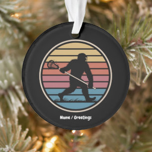Lustiger Bigfoot Sasquatch Lacrosse Vintage Sonnen Ornament