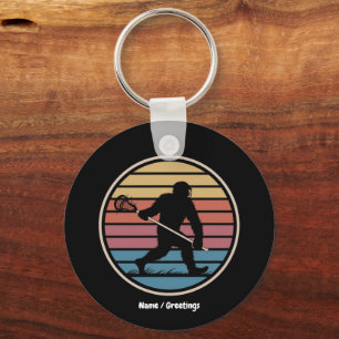 Lustiger Bigfoot Sasquatch Lacrosse Vintage Sonnen Schlüsselanhänger