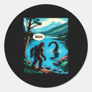 Lustiger Bigfoot Sasquatch Loch Ness Monster Intro Runder Aufkleber