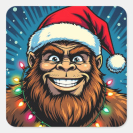 Lustiger Bigfoot Sasquatch Yeti Weihnachten Quadratischer Aufkleber