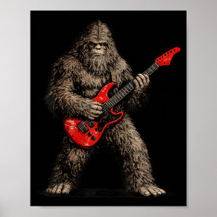 Lustiger Bigfoot spielt Gitarre Rock and Roll Männ Poster