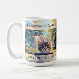 Lustiger Bigfoot UFO Ostern | Süße Katze Hase Self Kaffeetasse