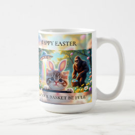 Lustiger Bigfoot UFO Ostern | Süße Katze Hase Self Kaffeetasse