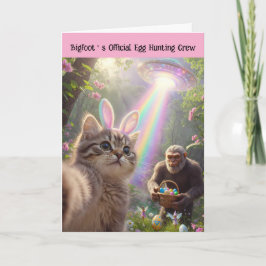Lustiger Bigfoot UFO Ostern Süße Katze Selfie Feiertagskarte