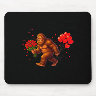 Lustiger Bigfoot Valentinstag Herz Sasquatch Retro Mousepad