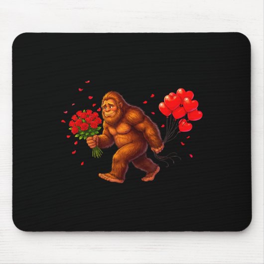 Lustiger Bigfoot Valentinstag Herz Sasquatch Retro Mousepad (Vorne)