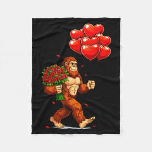 Lustiger Bigfoot Valentinstag Liebesherzen Sasquat Fleecedecke