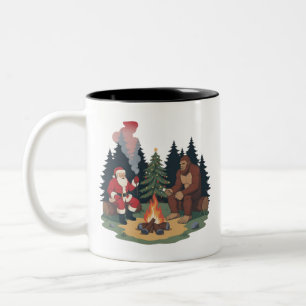 Lustiger Bigfoot Weihnachten Santa Sasquatch Campi Zweifarbige Tasse