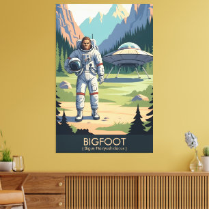 Lustiger Bigfoot WPA Reiseplakat Leinwanddruck