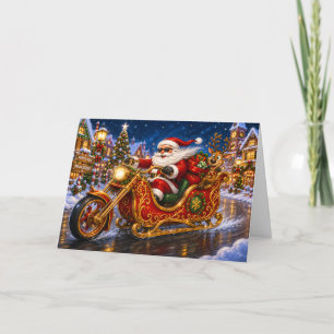 Lustiger Biker-Weihnachtsmann-Chopper-Motorrad-Wei Feiertagskarte