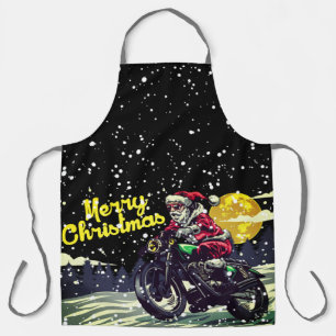 Lustiger Biker-Weihnachtsmann Frohe Weihnachten Schürze