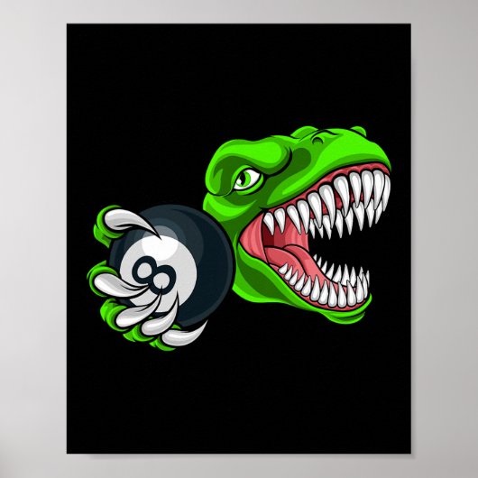 Lustiger Billard T-Rex Kunst Billard Pool P Poster (Vorne)