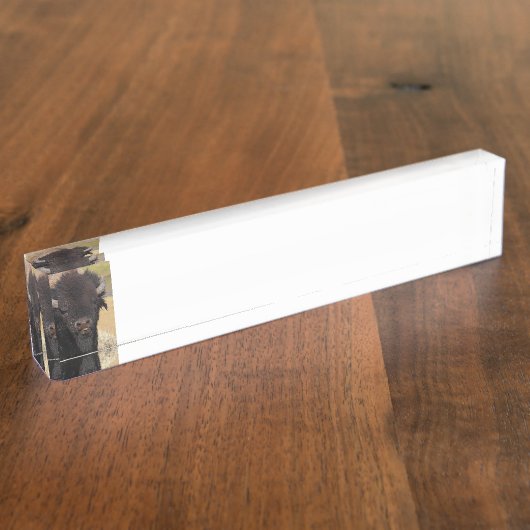 lustiger Bison Namensplakette (Seite)