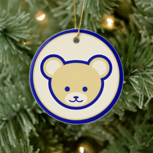 Lustiger blauer beiger Teddybär Süße Cartoon-Kunst Keramik Ornament