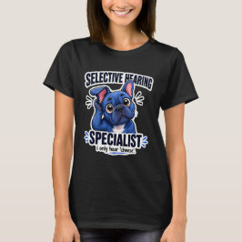 Lustiger blauer französischer Bulldogge mit selek T-Shirt