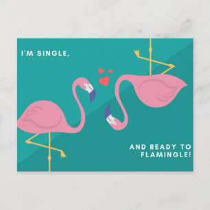 Lustiger blauer grüner Flamingo Postkarte
