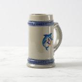 Lustiger Blauer Marlin-Angelfisch Bierglas (VorderseiteRechts)