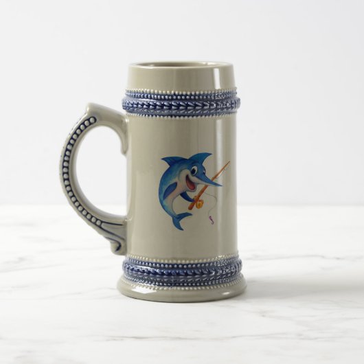 Lustiger Blauer Marlin-Angelfisch Bierglas (Links)