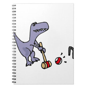 Lustiger blauer T-Rex Dinosaurier, der Krokett Notizblock