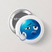 Lustiger blauer trauriger Emoji-Pin - Expressiver Button (Vorne & Hinten)