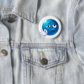 Lustiger blauer trauriger Emoji-Pin - Expressiver Button (Beispiel)