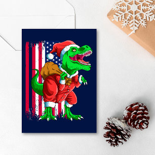 Lustiger blauer Weihnachtsmann Santa TRex Tyrannos Feiertagskarte