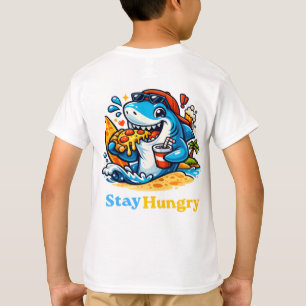 Lustiger Bleib Hungrig Hai Isst Pizza Sommer Stran T-Shirt