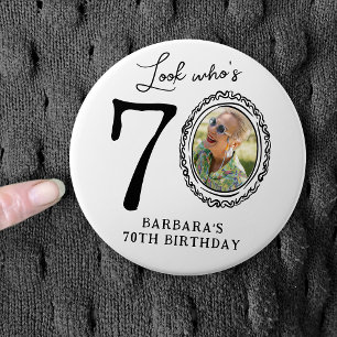Lustiger Blick Wer ist 70! Foto 70. Geburtstag Button