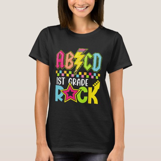 Lustiger Blitz Zurück zur Schule 1. Klasse Rock T-Shirt (Vorderseite)