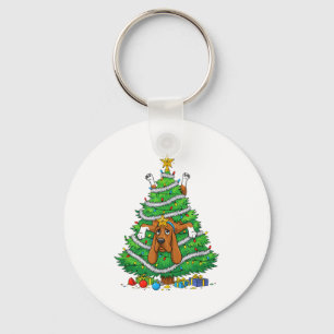 Lustiger Bloodhound-Hund Weihnachtsbaum Lichter Ki Schlüsselanhänger