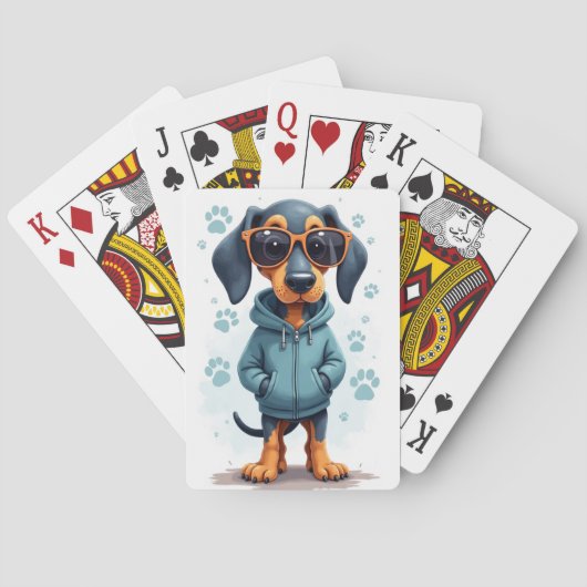 Lustiger Bluetick Coonhound Kawaii Hund Spielkarten (Rückseite)