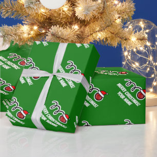 Lustiger Bocciaball mit Weihnachtsmannmütze zu Wei Geschenkpapier
