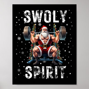 Lustiger Bodybuilding Swoly-Geist Weihnachtsmann H Poster