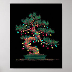 Lustiger Bonsai-Baum Weihnachtsgrafik Lichterliebh Poster