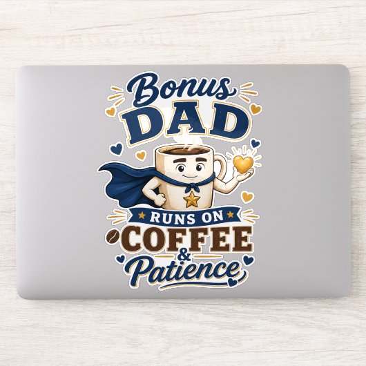 Lustiger Bonus-Daddy läuft mit Kaffee und Geduld Aufkleber (Computer)