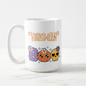 Lustiger Boo Halloween Weiß & Orange Kaffeetasse (Links)