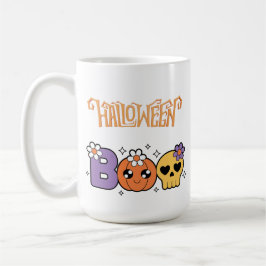 Lustiger Boo Halloween Weiß & Orange Kaffeetasse
