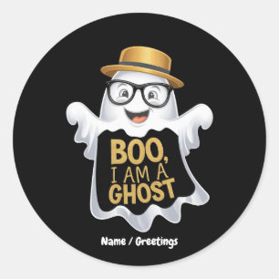 Lustiger Boo Ich bin ein Geist Süße Halloween-Figu Runder Aufkleber