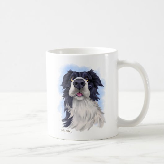 Lustiger Border Collie Cartoon Kaffeetasse (Rechts)