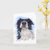Lustiger Border Collie Cartoon Karte (Gelbe Blume)