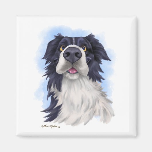 Lustiger Border Collie Cartoon Magnet (Vorne)