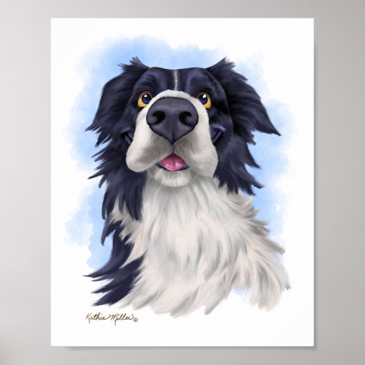 Lustiger Border Collie Cartoon Poster (Vorne)