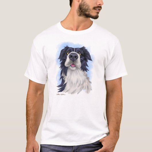 Lustiger Border Collie Cartoon T-Shirt (Vorderseite)