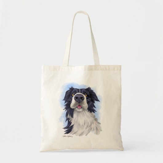 Lustiger Border Collie Cartoon Tragetasche (Vorne)