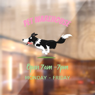 Lustiger Border Collie Hund Laufender Cartoon Fensteraufkleber